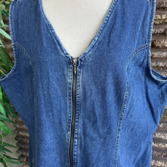 Avenue Blue Denim Jean Full Zip Jumper Sleeveless Dress Size 22 - Picture 5 of 8